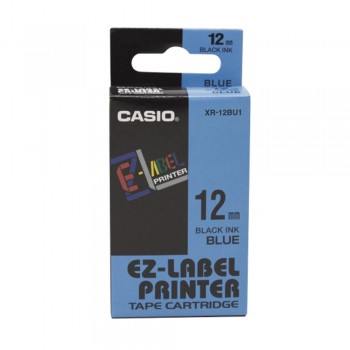 Casio Ez-Label Tape Cartridge - 12mm, Black on Blue (XR-12BU1)