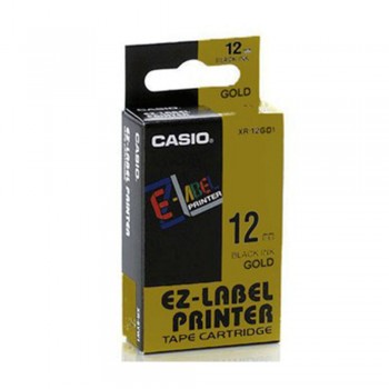 Casio Ez-Label Tape Cartridge - 12mm, Black on Gold (XR-12GD1)